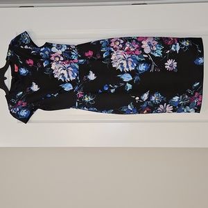 Betsey Johnson Black Dress With Floral Colorful Flower Prints. Women's Size 4